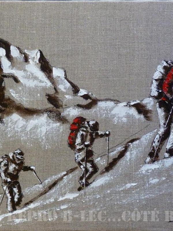 Alpinistes rouge et blancs